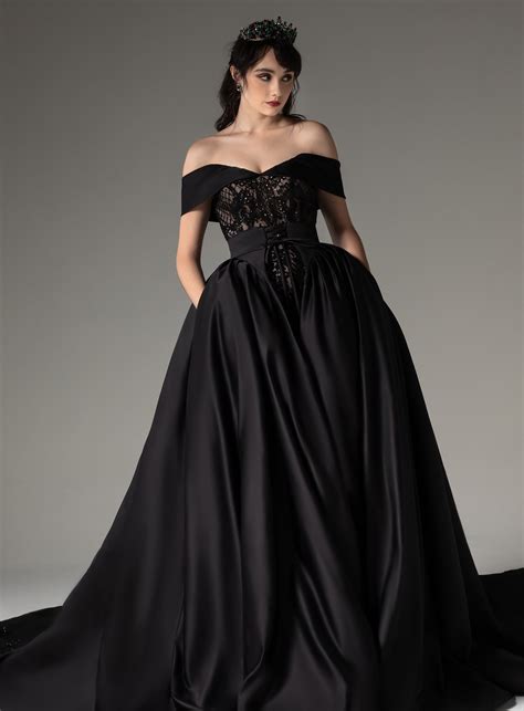 elegant black wedding dresses.